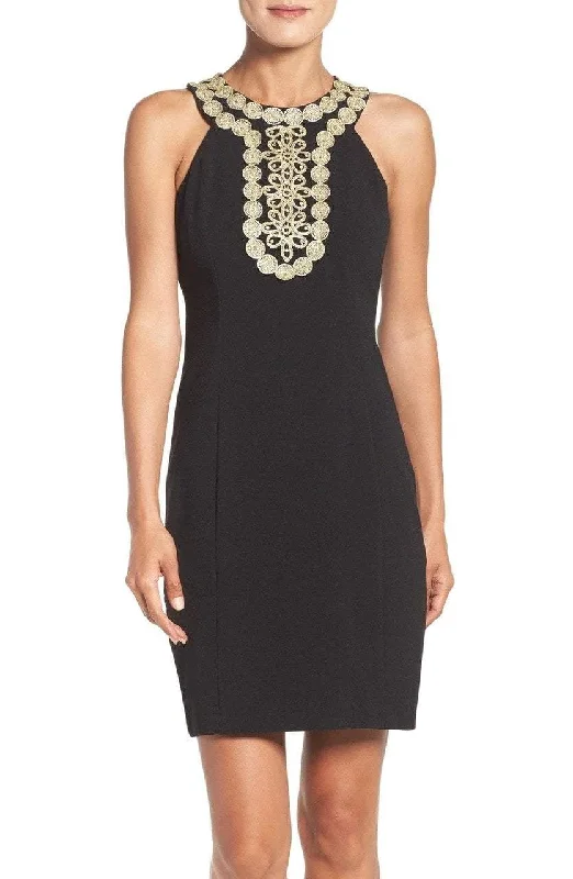 Taylor - Embroidered Applique Halter Sheath Dress 8599MSC