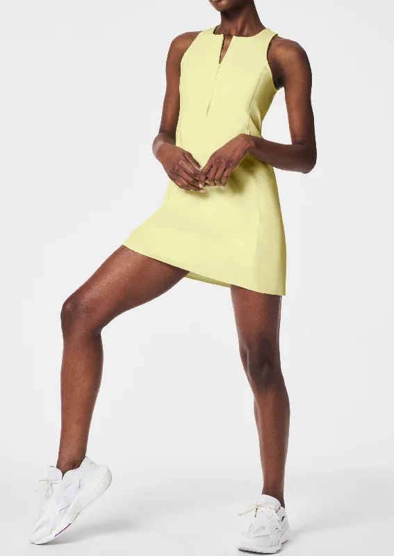 The Get Moving Zip Front Dress- Lemon Lime