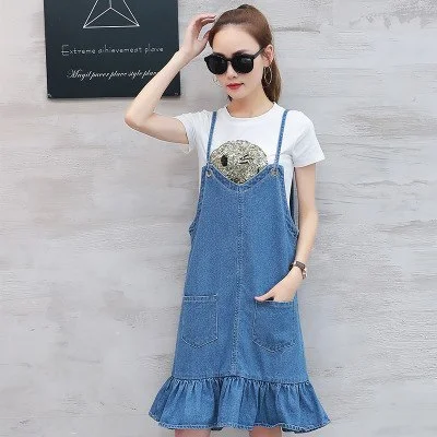 Jeans Dress for Women 2022 New Summer Slim Pockets Denim Dress Overall Sundress Spaghetti Strap Ladies Dress Jeans