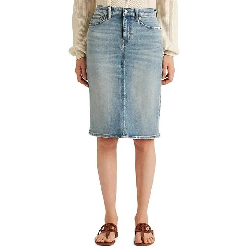 Lauren Ralph Lauren Womens Superstretch Denim Skirt Riviera Wash