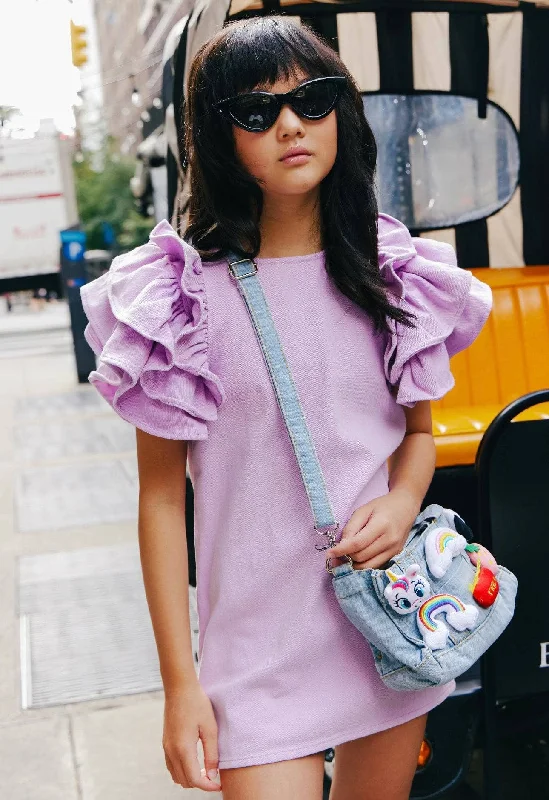 Lavender Haze Ruffle Denim Dress