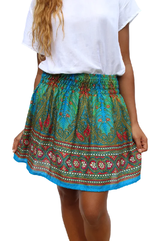 Blue Peacock Short Skirt