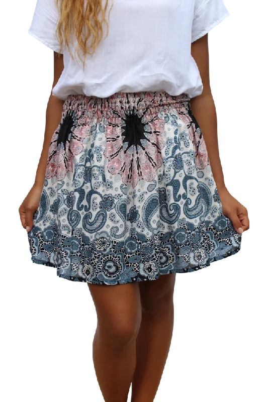 White Mandala Short Skirt