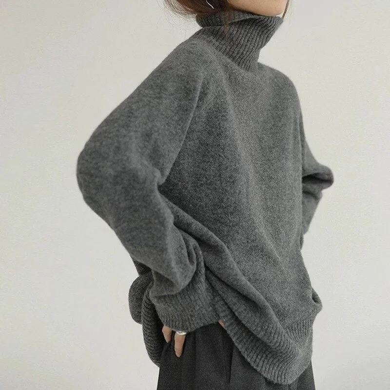 Winter Turtleneck Sweater Women Oversized Knitted Sweaters Casual Loose Pullover Ladies Korean Style Solid Jumper Knitwear Pull