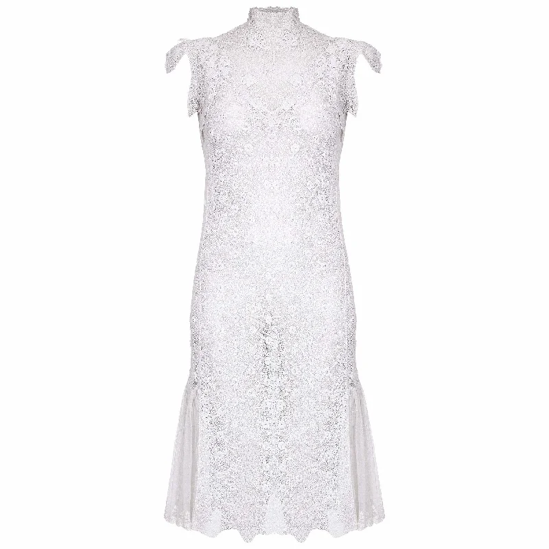 1920s White Handmade Irish Crochet Lace Bridal Dress