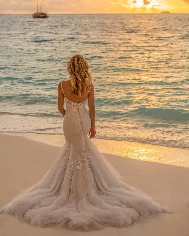 Inbal Dror Lace and Tulle Low Back Anniversary Gown