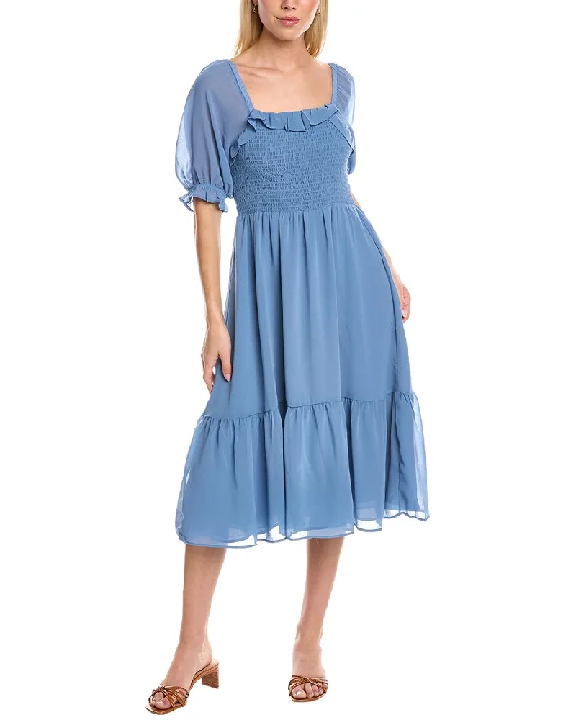 1.STATE Smocked Midi Dress