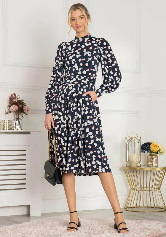 Jolie Moi Kathryn Long Sleeve Midi Dress, Navy