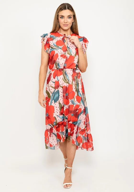 Seventy1 Poppy Floral Midi Dress, Red Multi