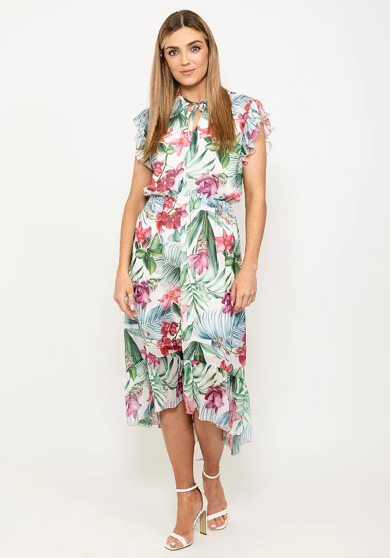 Seventy1 Tropical Floral Midi Dress, White Multi