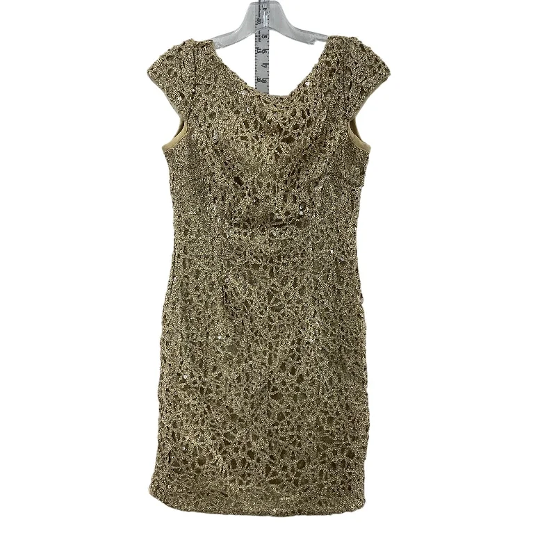 Adrianna Papell Women's Sequin Mesh Gold Sheath Dress Size 4 - Preowned