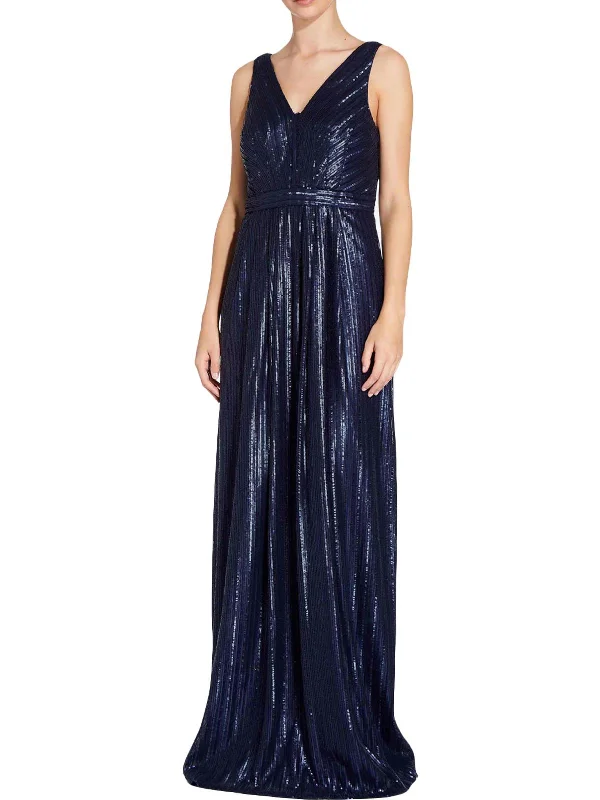 Jade Womens Sequined Sleeveless Evening Dress