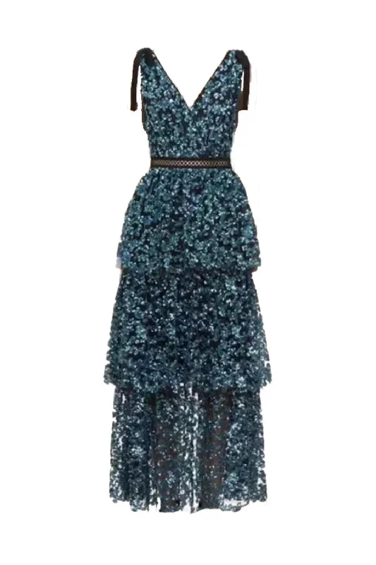 Summer Sequin Dress for women sleeveless bow Mesh embroidered sequins Slim dress