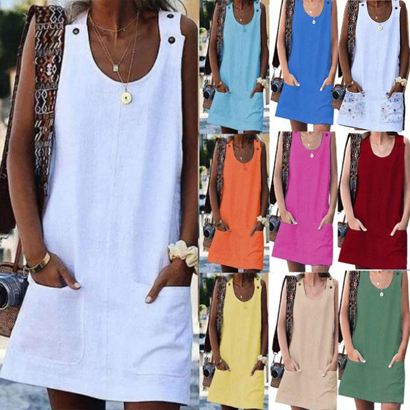 Plus Size Simple Short Pinafore Dress