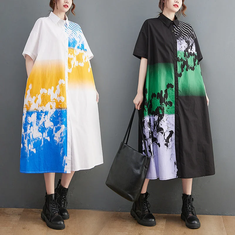 Summer New Arrival Artsy Plus Size Loose Slimming Printed Dress