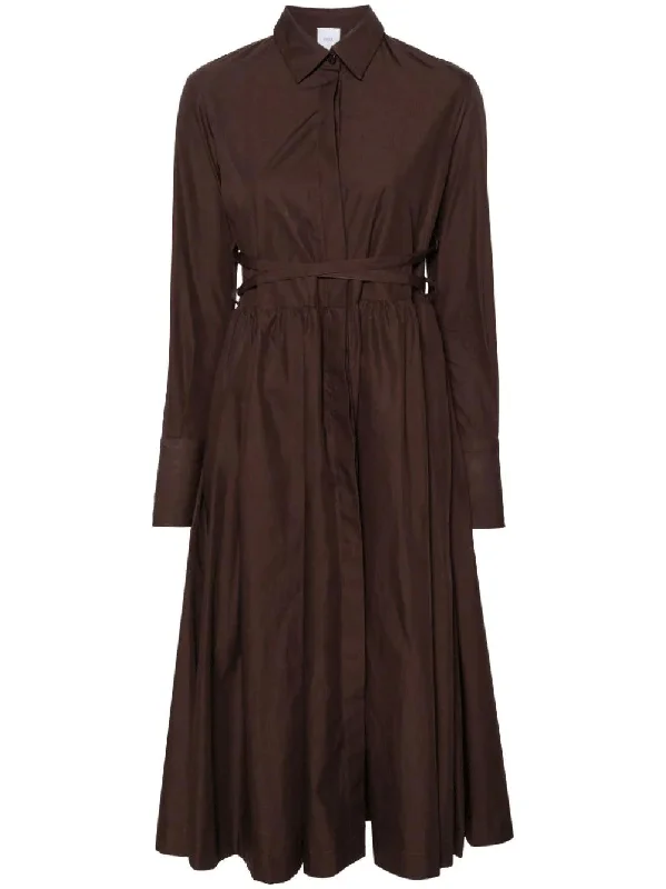 Long Pleated Shirt Dress