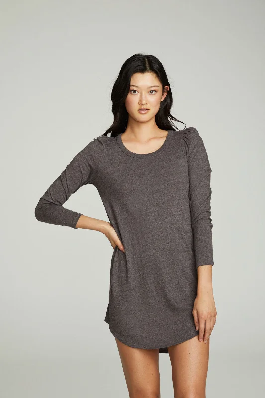 Puff Sleeve Shirttail Hi Lo Dress